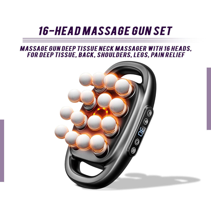 16 Head Muscle Massage Gun Deep Tissue Percussion Recovery Device