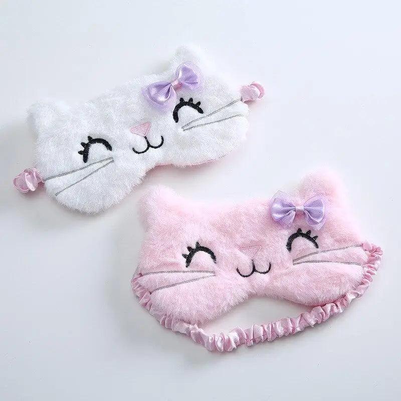 Cute Soft Cat Sleep Mask Comfortable Lightweight Travel Eye Cover
