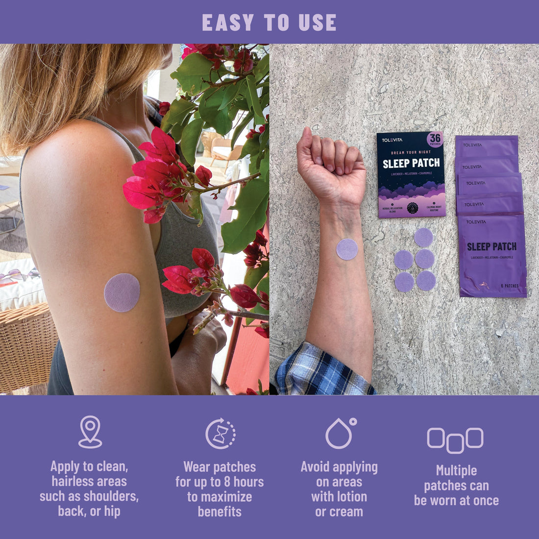 Sleep Patches Natural Aid with Melatonin Lavender Herbal Extracts