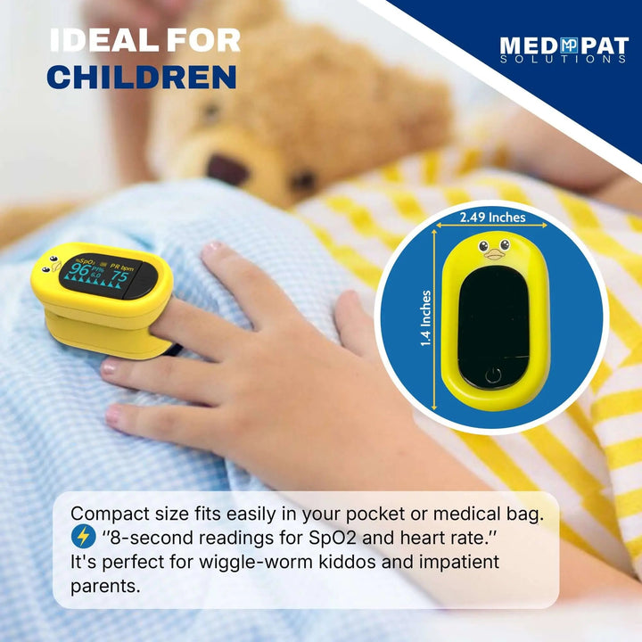 Med Pat Ducky Kids Pulse Oximeter SpO2 Heart Rate Monitor